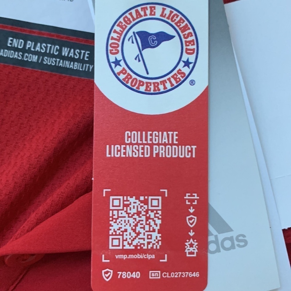 New Adidas Red NC State Collegiate License Short Sleeve Polo Top Shirt Women M - Picture 7 of 7